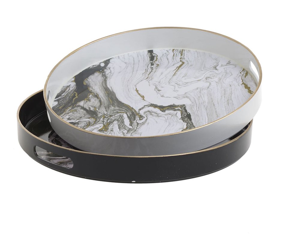 Мраморный поднос круглый