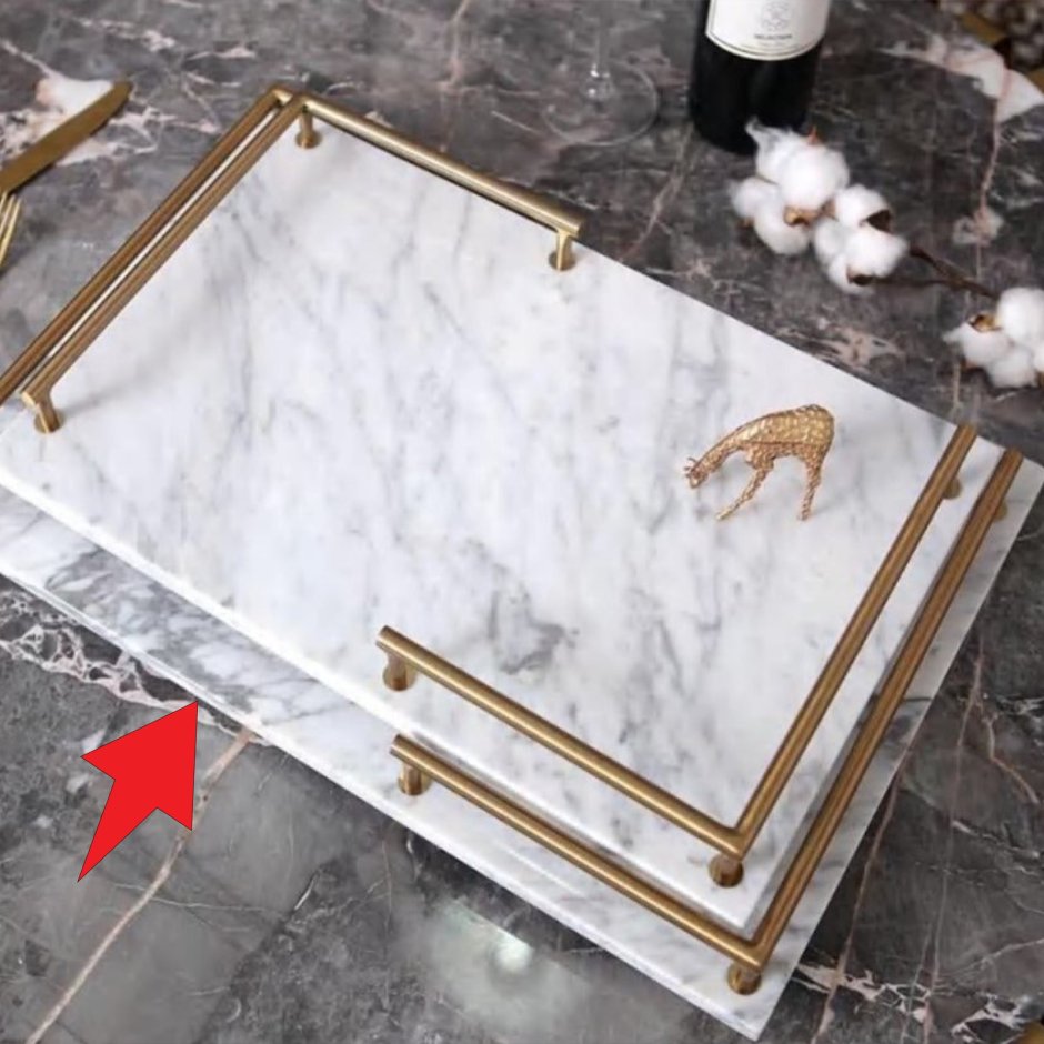 Круглый мраморный поднос HM