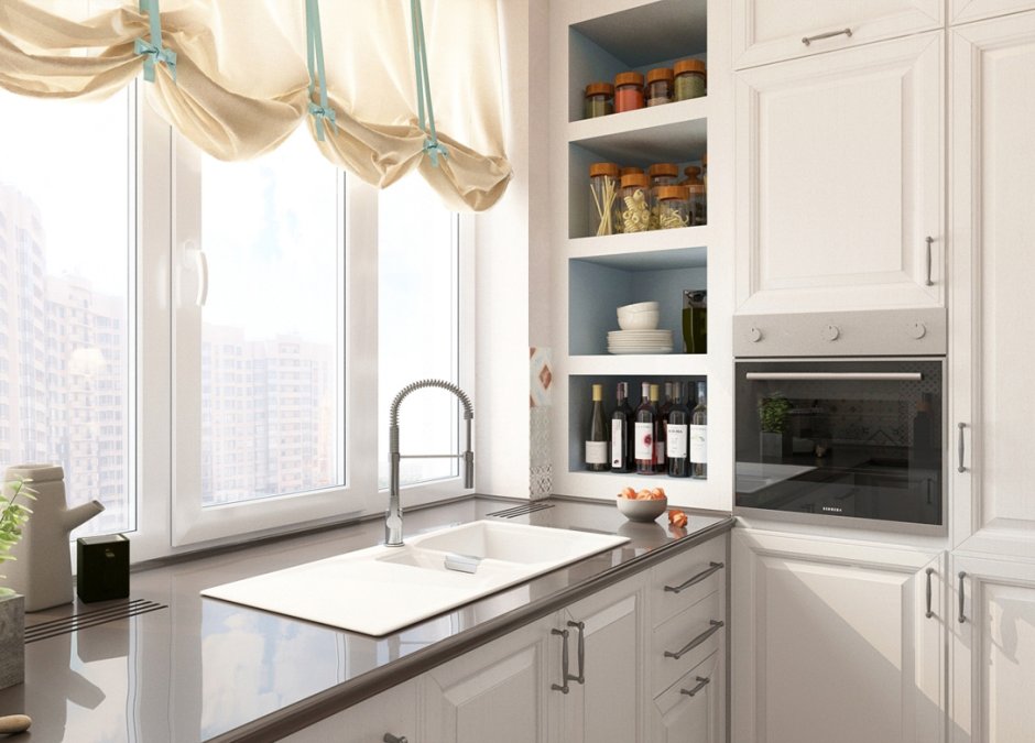 Красивое окно на кухне