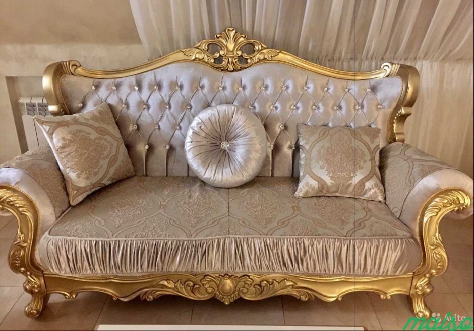 Диван Парадиз раскладной 2-х местный стиль Барокко орех золото