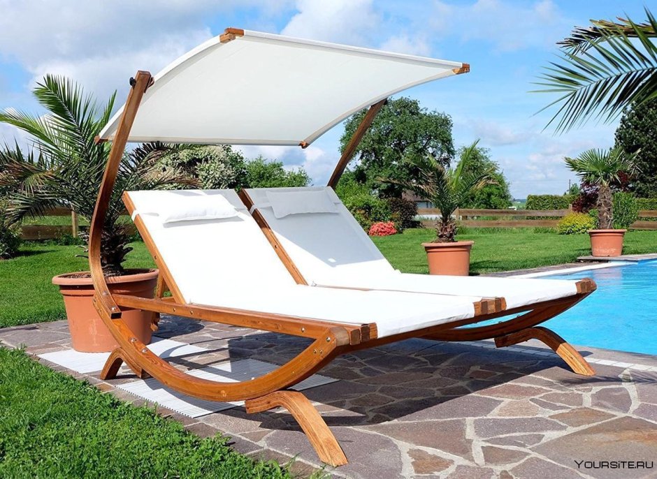Charles Bentley Garden large Folding Curved Reclining Wooden Sun Lounger Patio sunbed