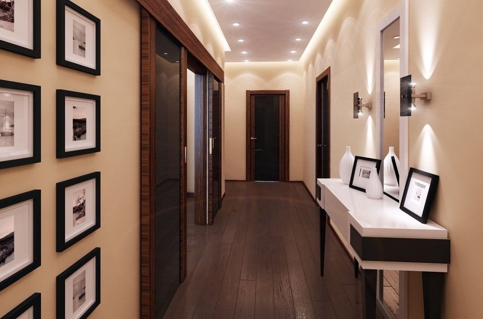 Споты в коридоре на потолке