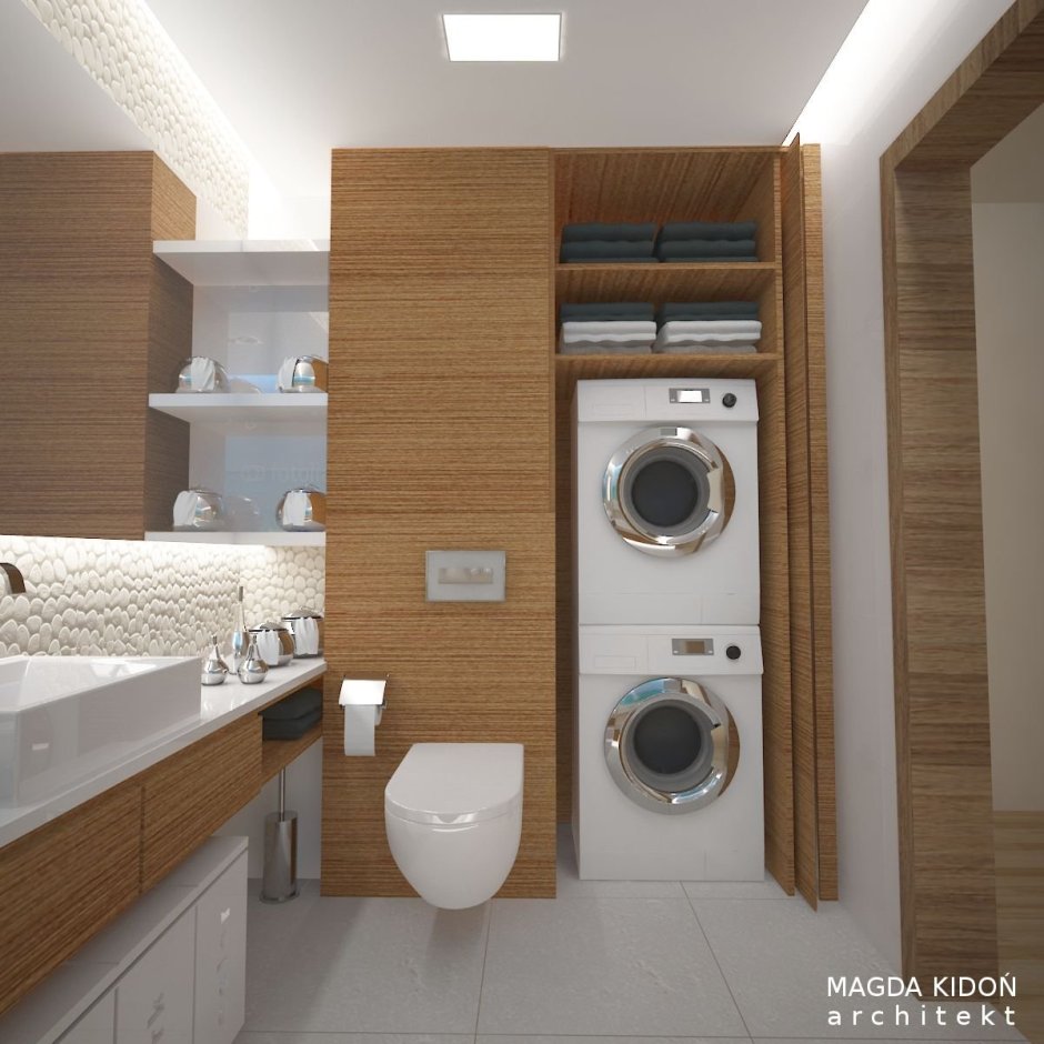 Ванная комната с туалетом и стиральной