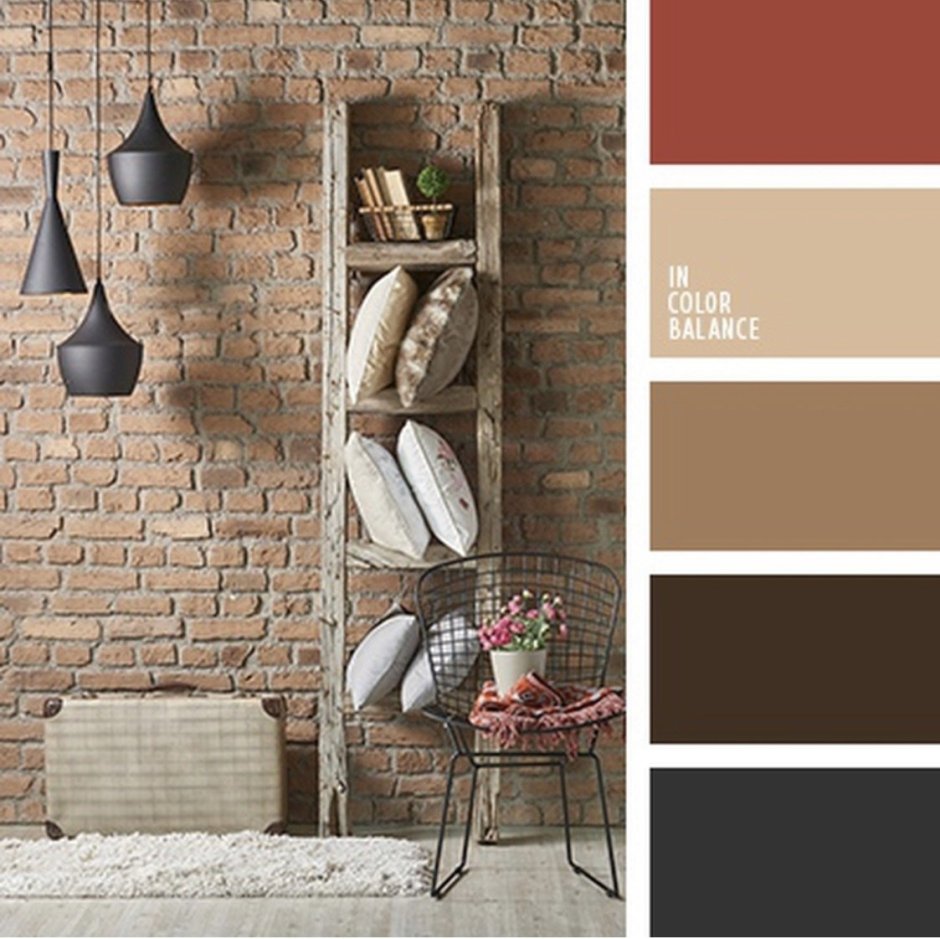 Сочетание цветов кирпичный в интерьере