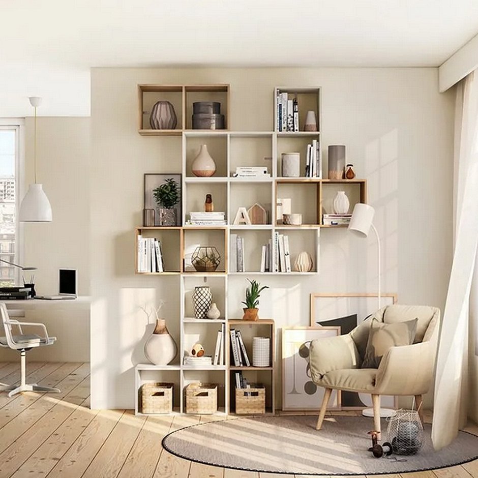 Стеллаж из деревянных ящиков