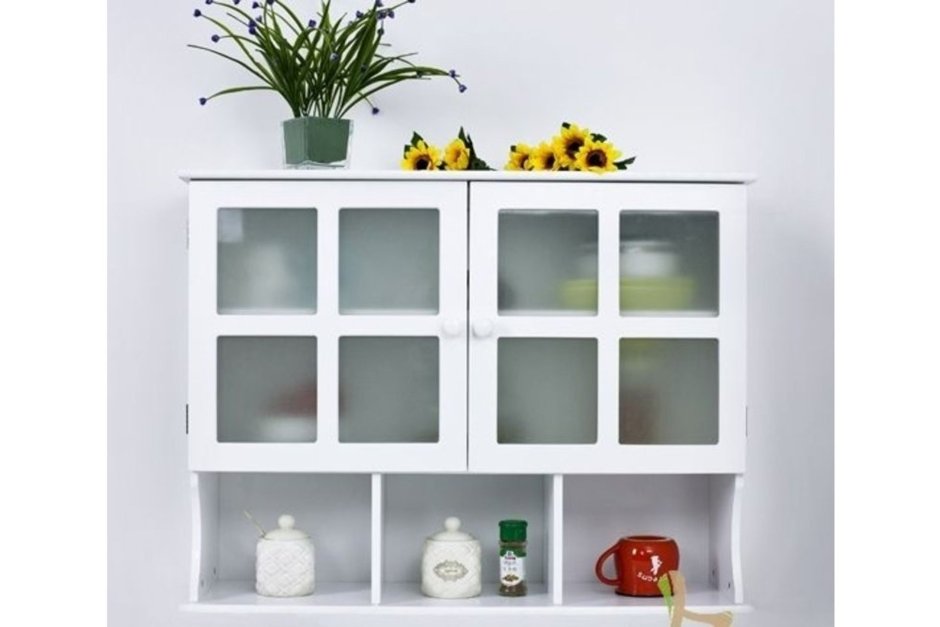 Навесные шкафы для кухни со стеклом