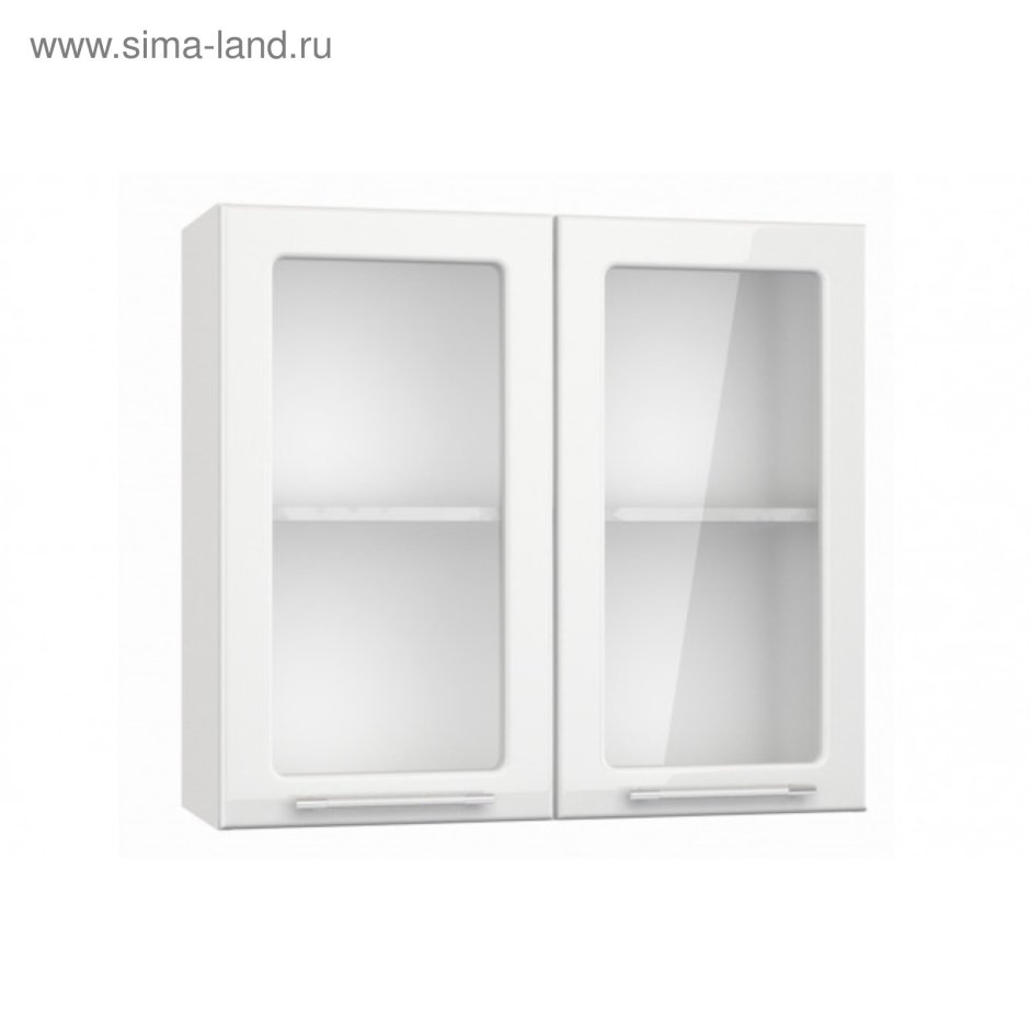 Подвесной шкаф для кухни белый со стеклом
