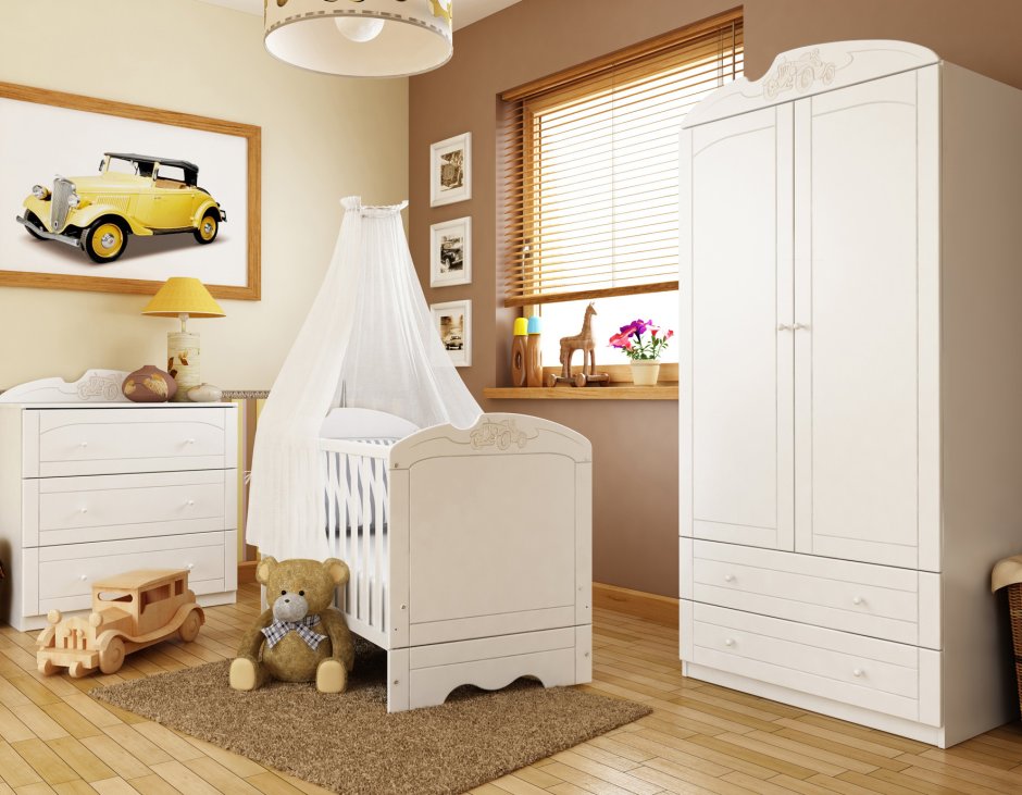 Кроватка Meblik Бьянко мобиле 120х60