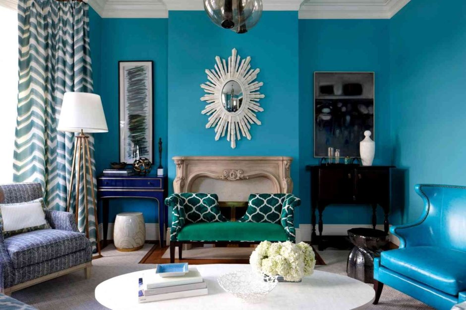 Сочетание бирюзового цвета в интерьере