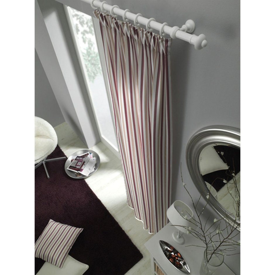 Шторы на штанге с кольцами в интерьере