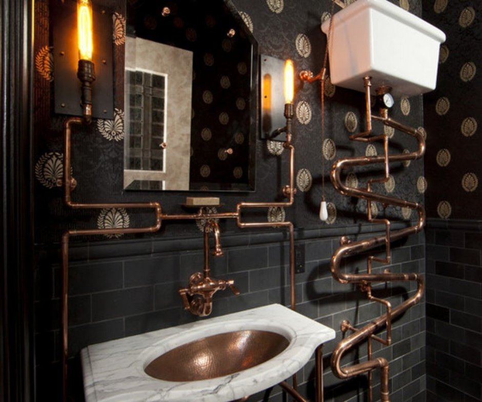 Водопроводные трубы в интерьере