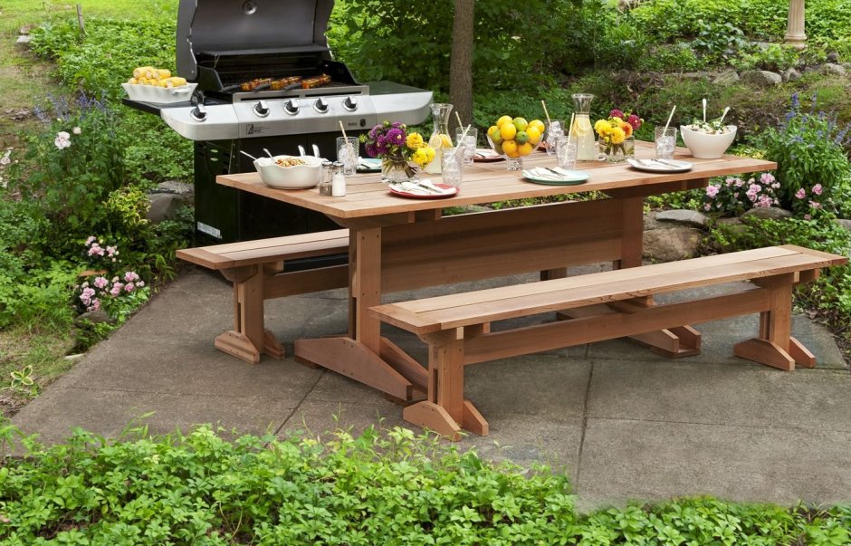 Скамейка из профильной трубы с ковкой