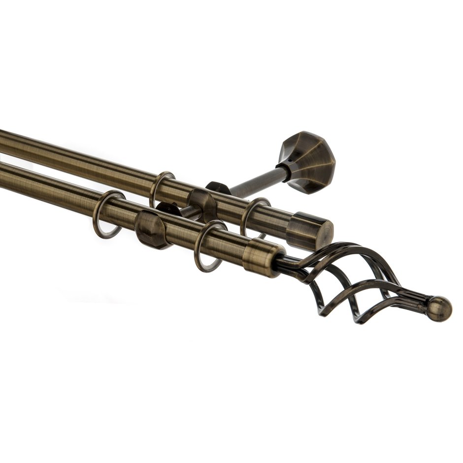 Карниз двухрядный 280см 20/16 ОСТ, бронза, шар