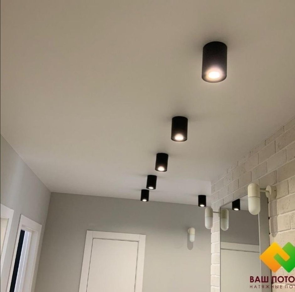 Встроенные споты в натяжной потолок