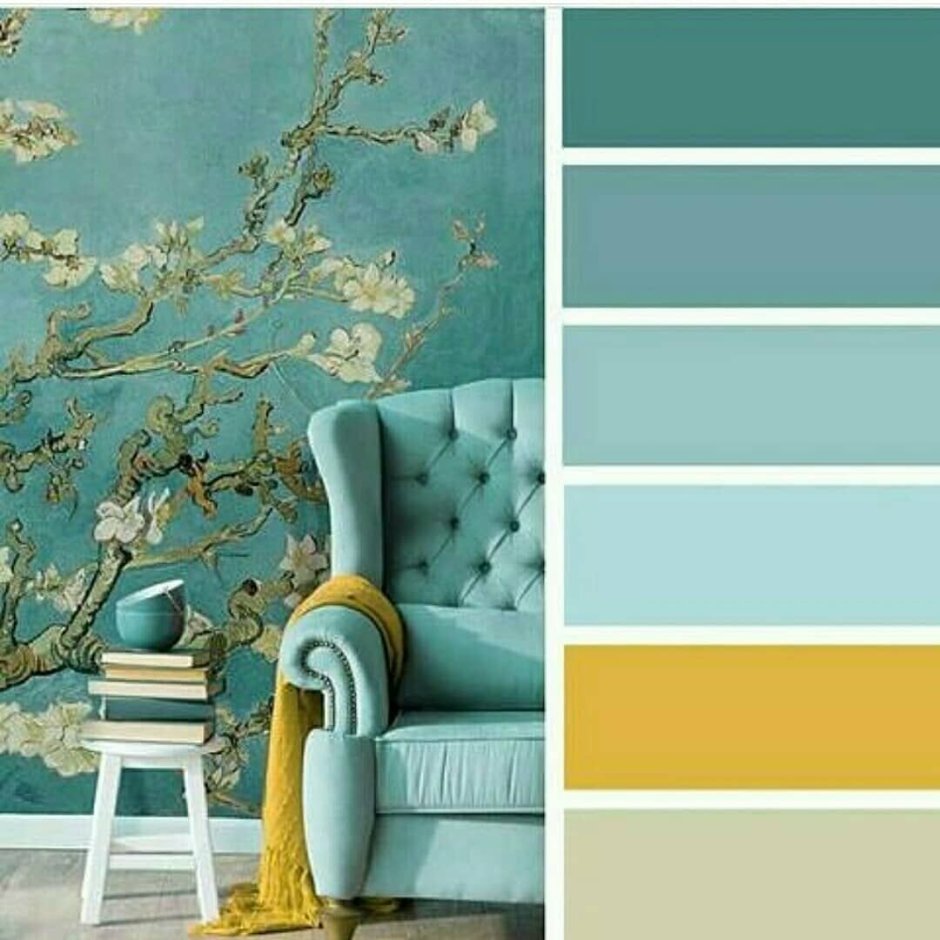 Желто-зеленый цвет в интерьере