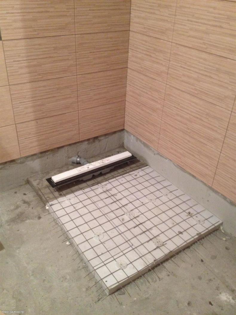 Поддон из плитки для душевой кабины