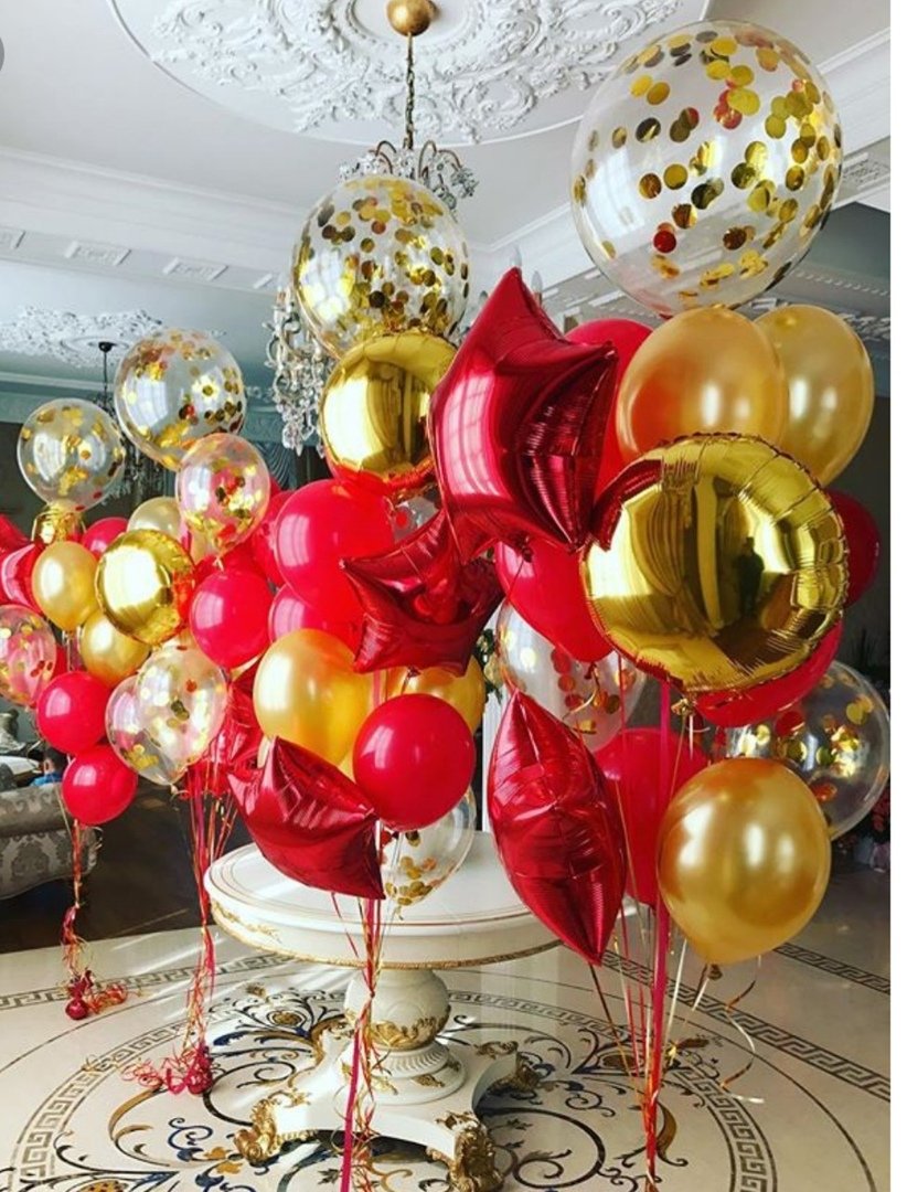Шары красные с золотом