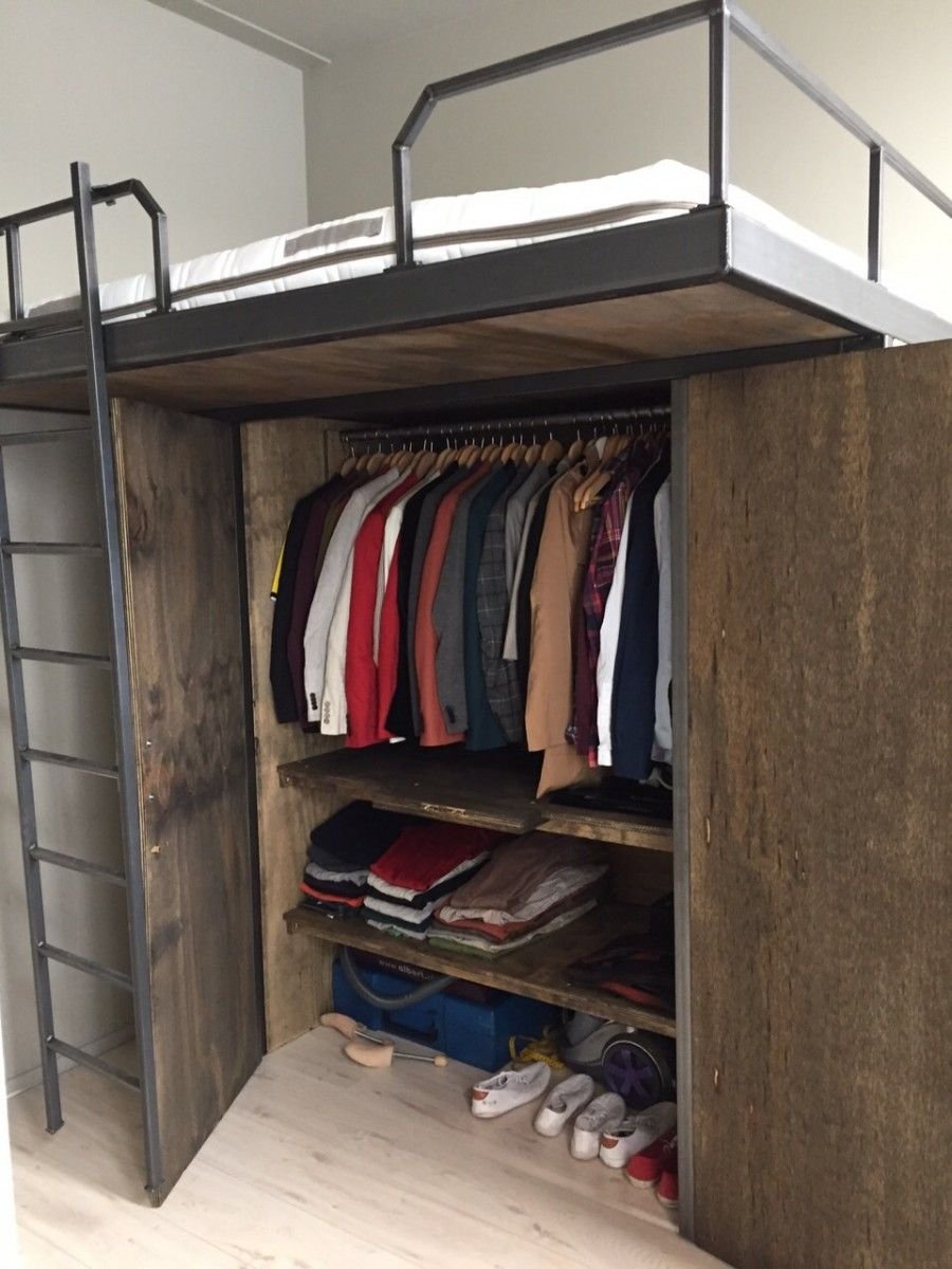 Кровать чердак с гардеробной