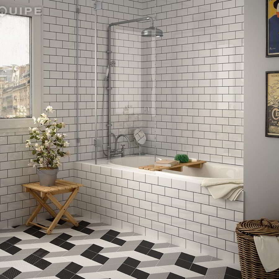 Equipe Metro Skirting Blanco brillo 15x15