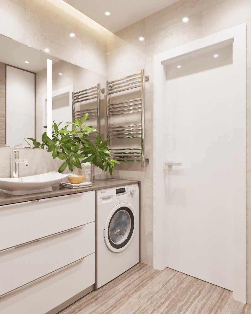 Стиралка в современной ванной
