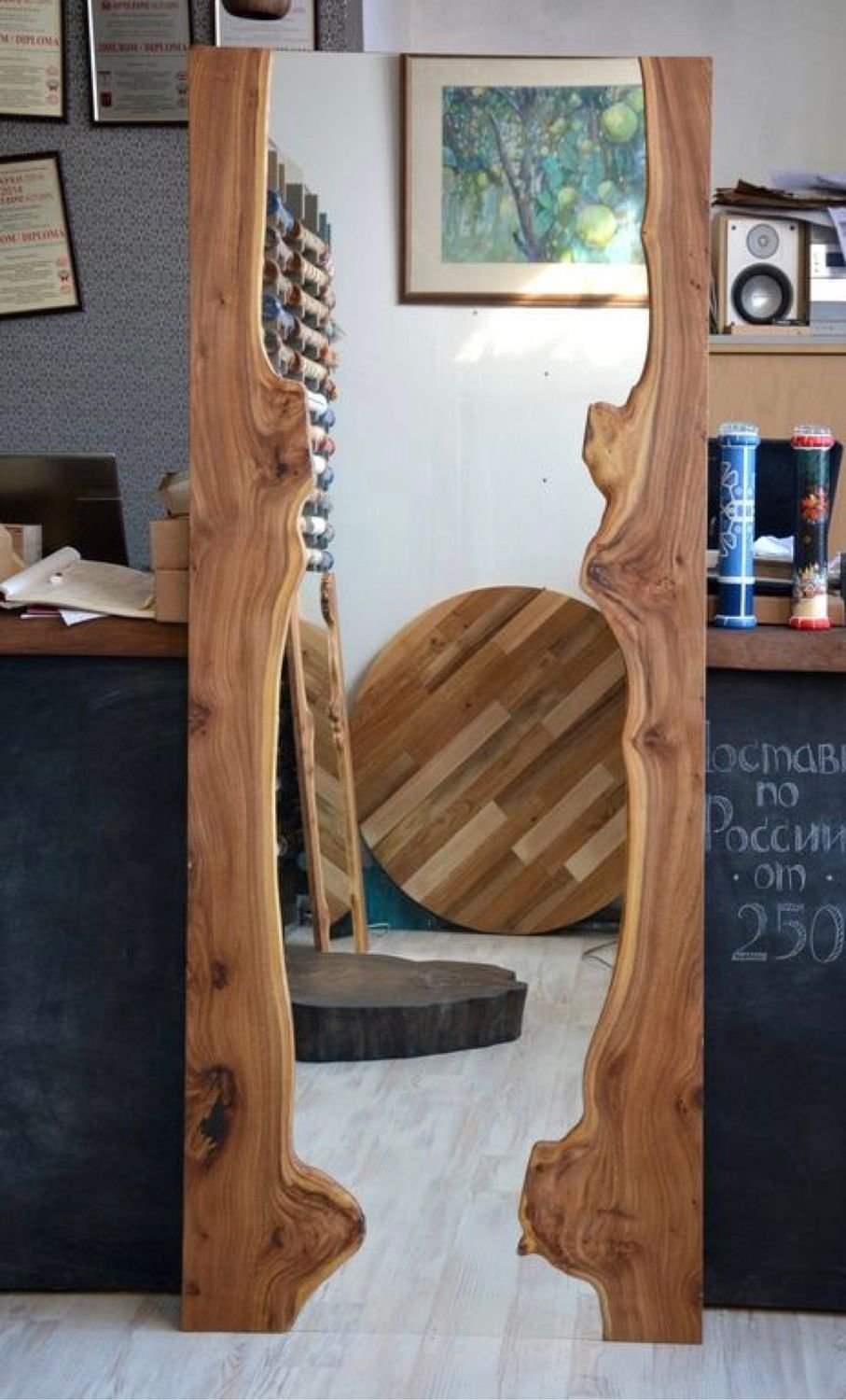 Зеркало лофт дерево карагач