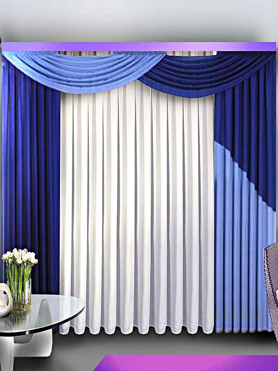 Синие шторы с ламбрекеном