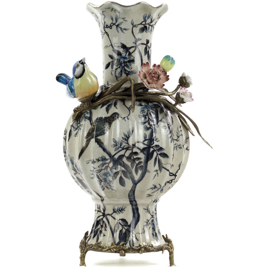 Ваза Glasar фарфор с бронзой