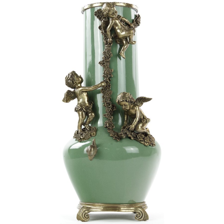 Ваза Гласар с ангелом фарфоровая с бронзой
