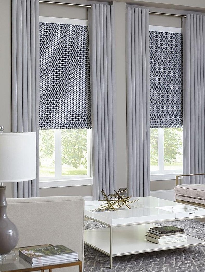 Римские шторы с портьерами