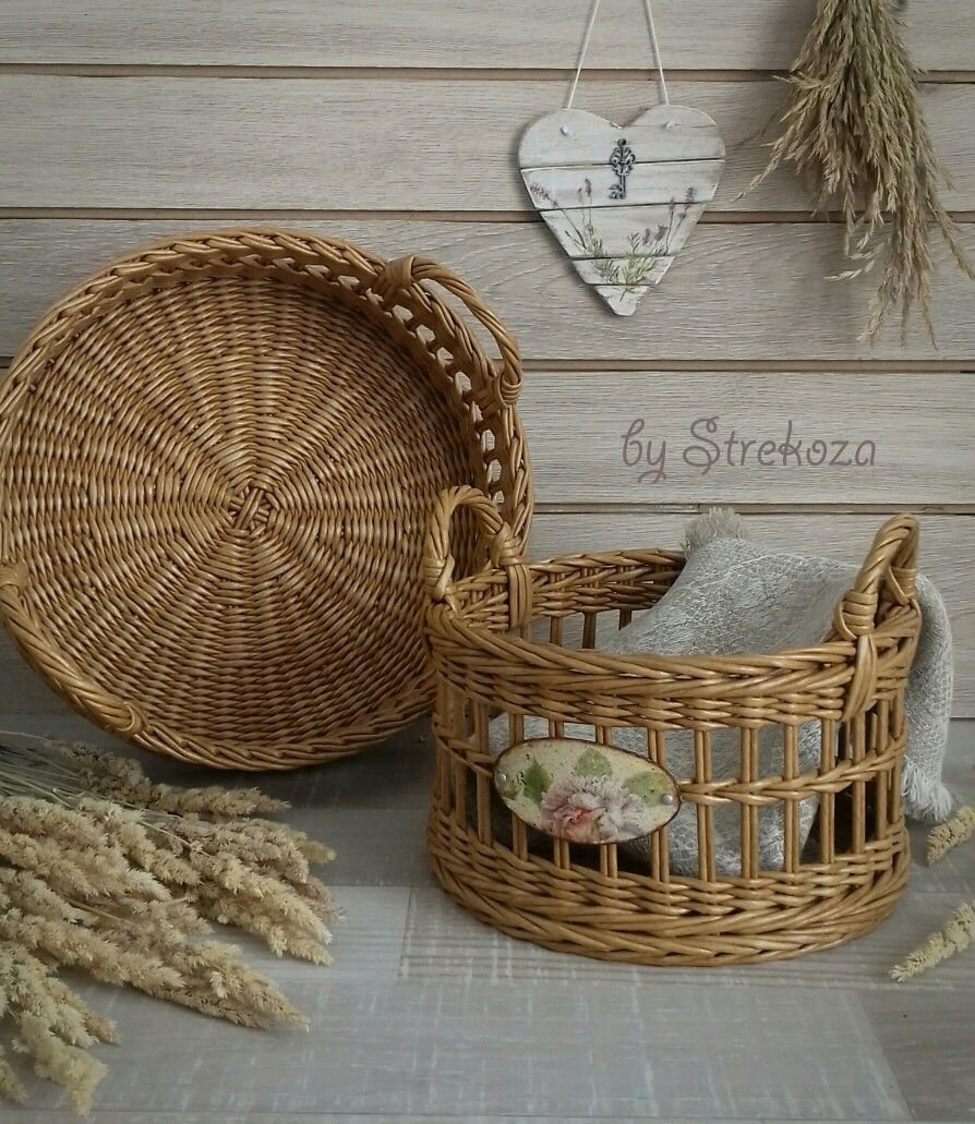 Украшение плетеной корзинки