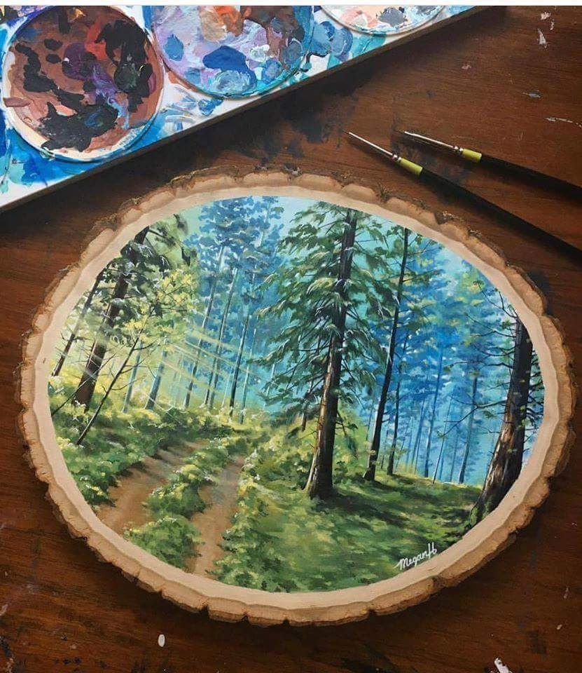 Роспись на спиле дерева