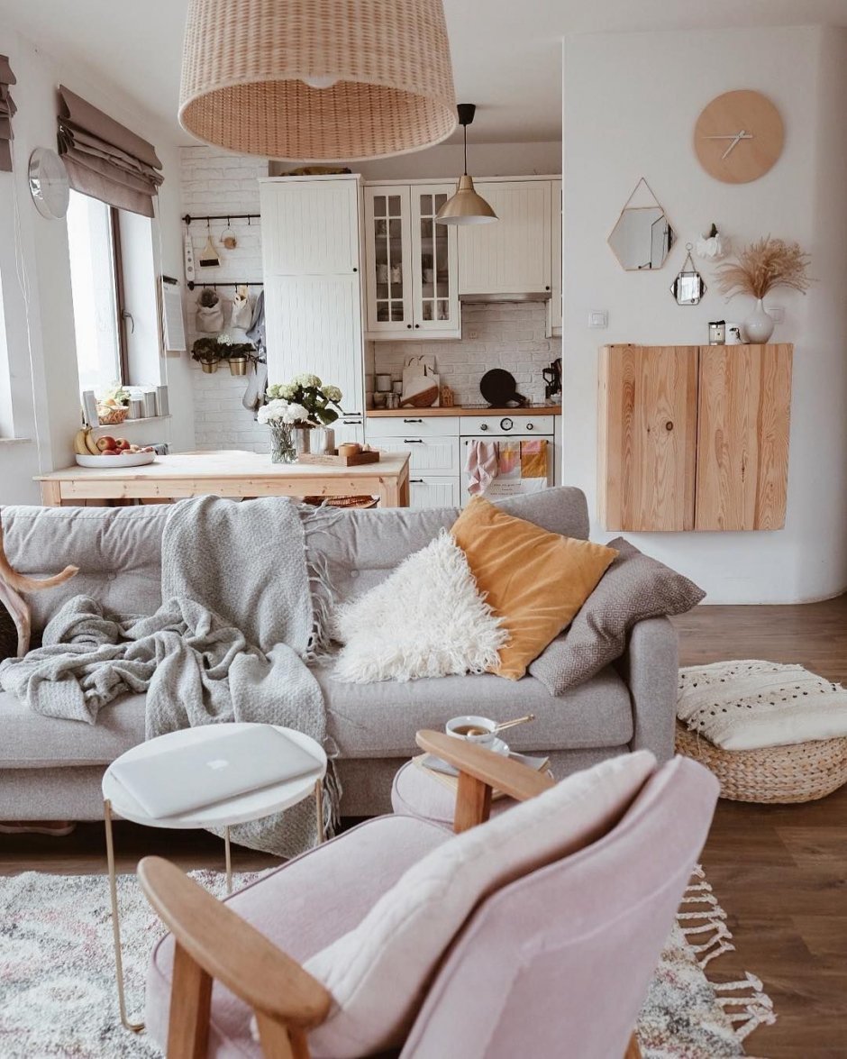 Гостиная бохо Сканди