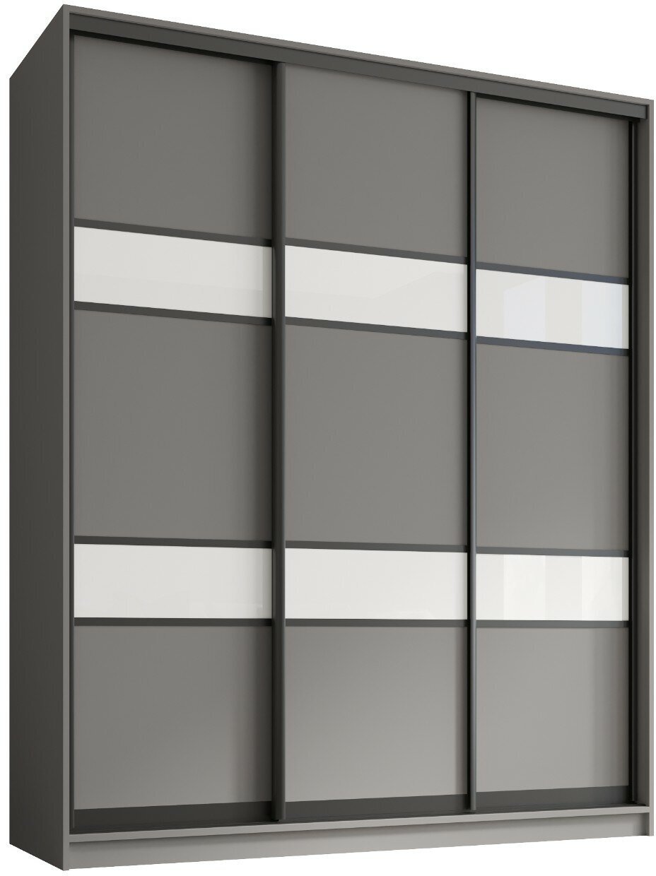 Шкаф купе ЛДСП белый профиль серебро