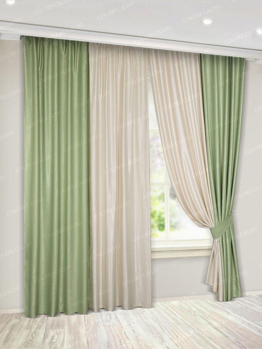 Шторы тотал блэкаут зеленый