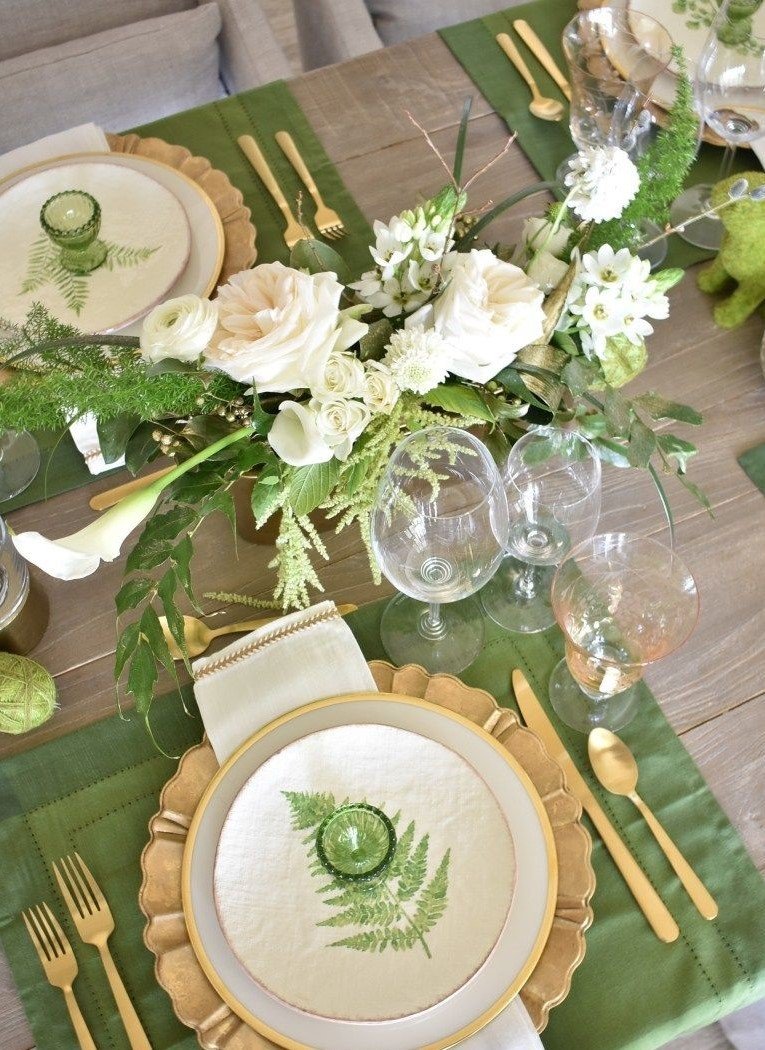 Сервировка в зеленом цвете