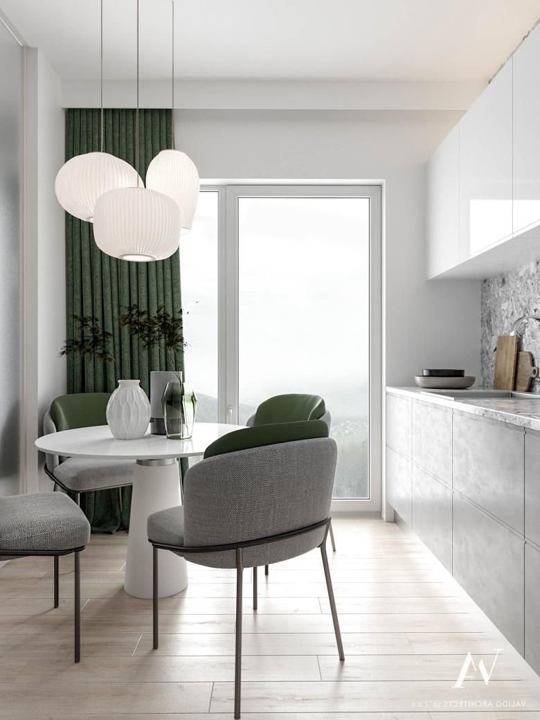 Кухня с зелеными акцентами