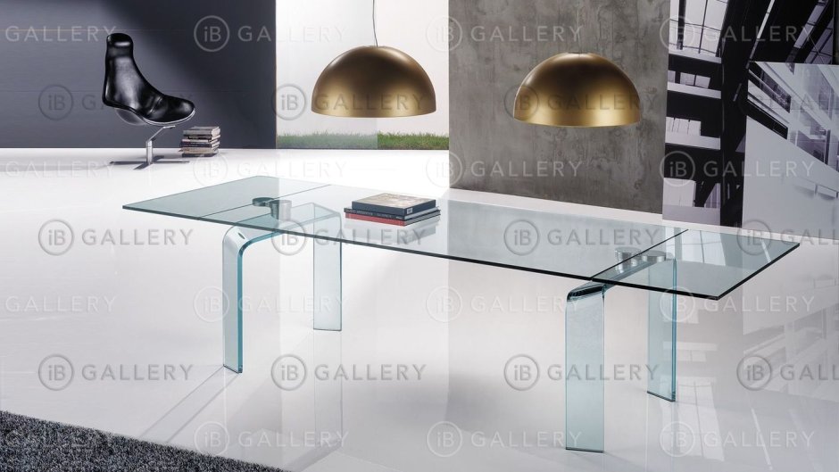 Обеденный стеклянный раскладной стол овальный