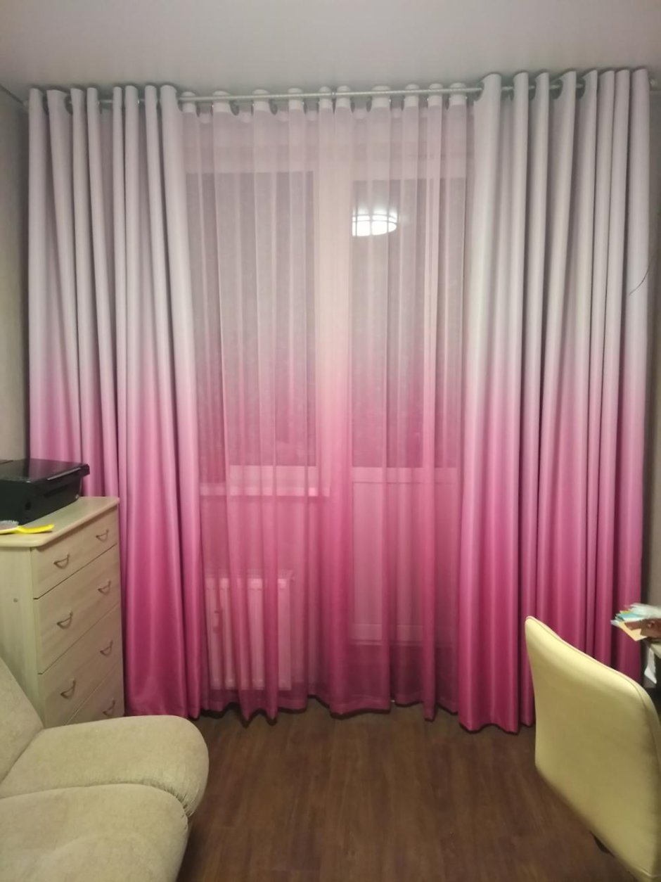Шторы и тюль с переходом цвета