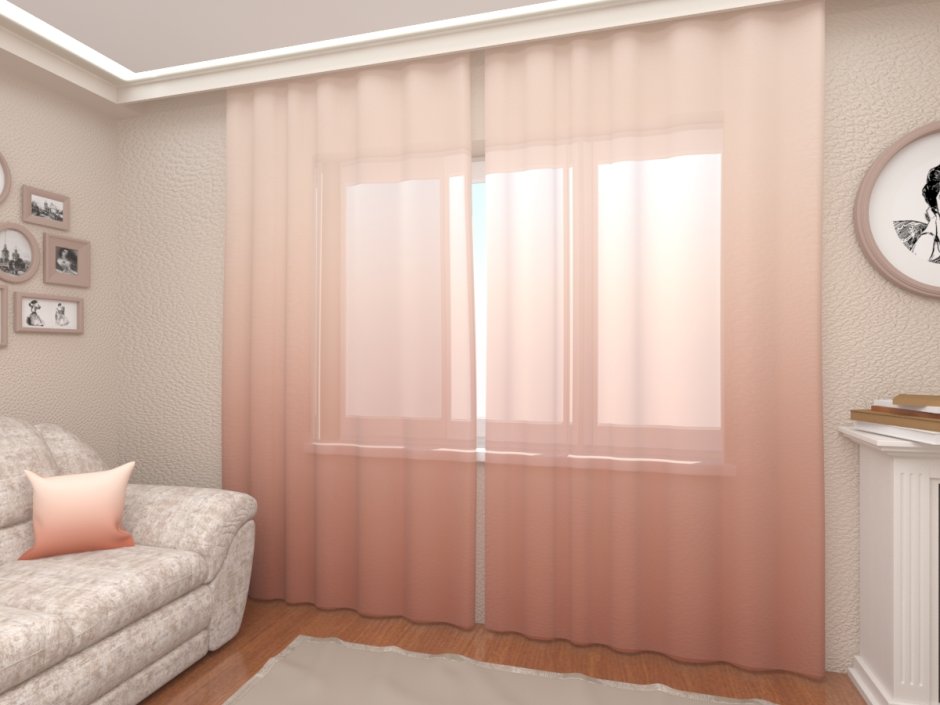 Вуаль в интерьере гостиной