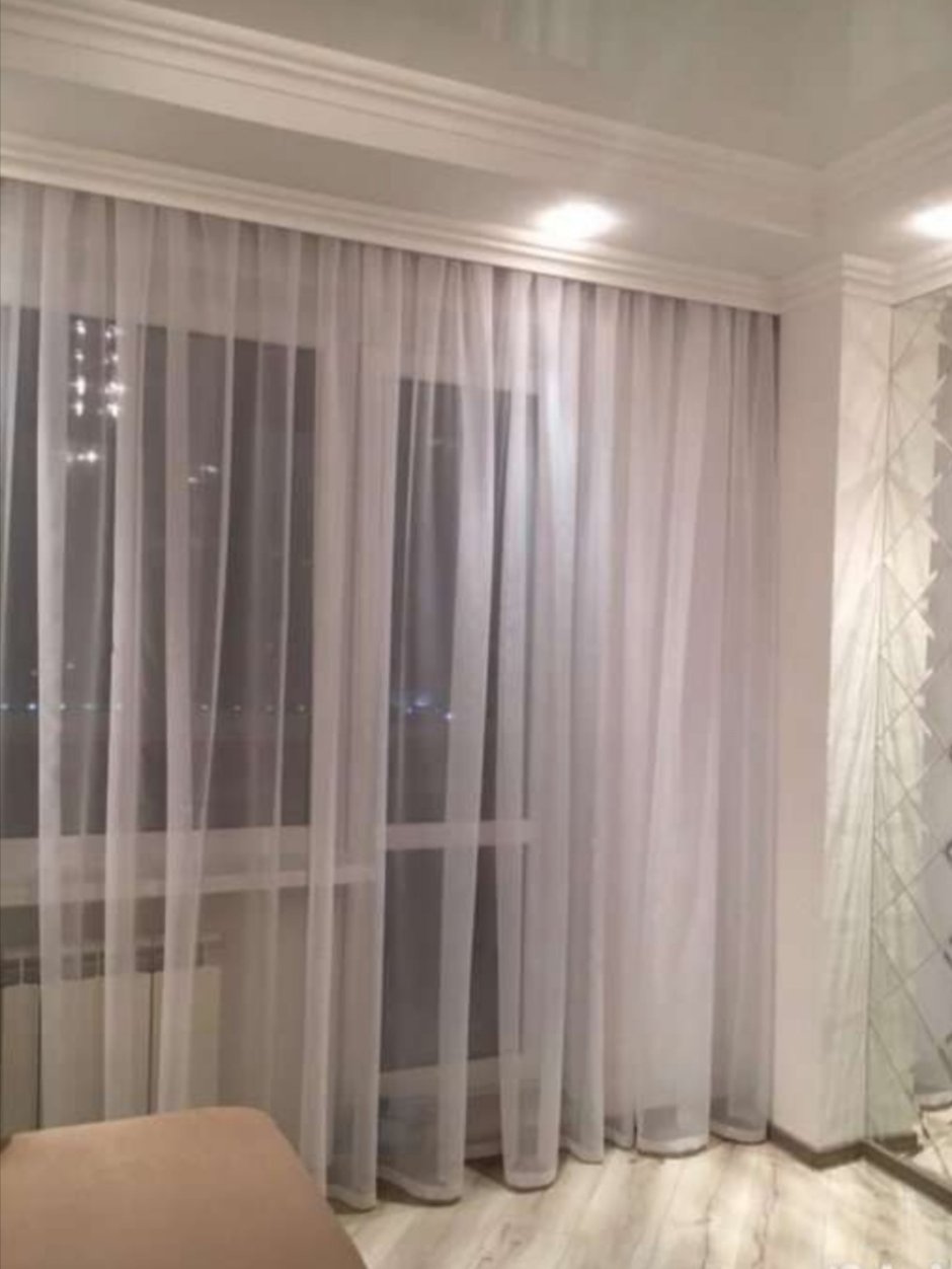 Тюль белая с серым