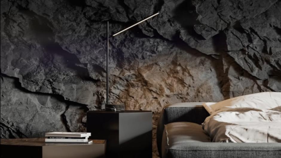 Стена под скалу в интерьере