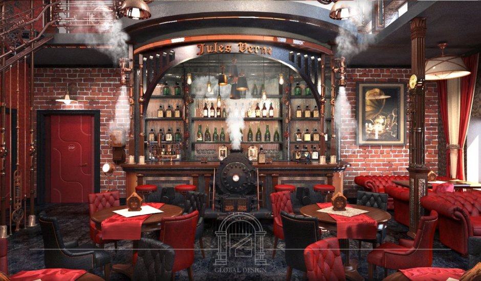 Ресторан "Жюль Верн" выполнен в стиле стимпанк