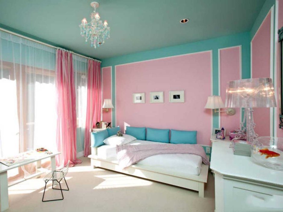 Розовый и бирюзовый в интерьере