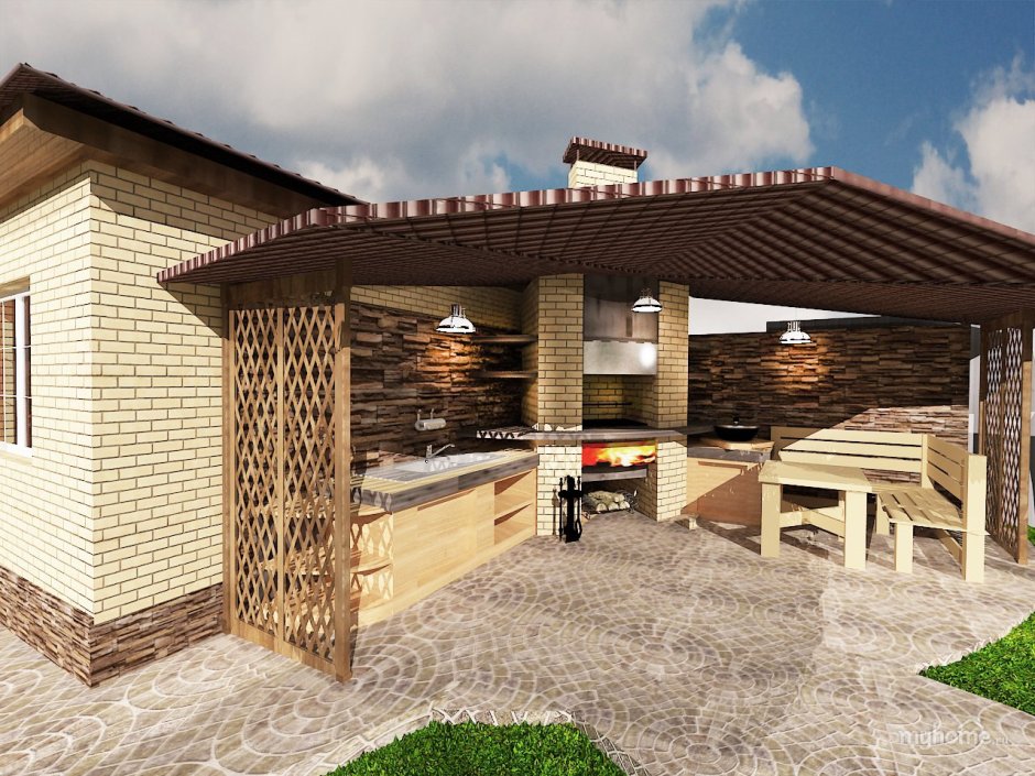 Баня с мангальной зоной