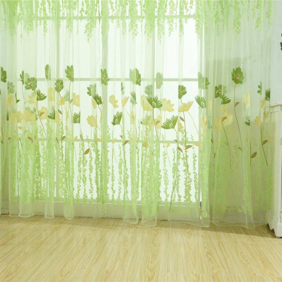 Тюль зеленая