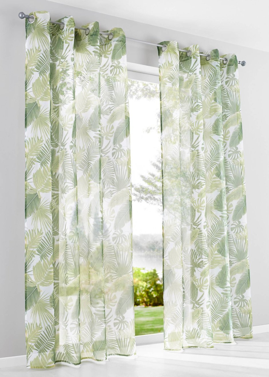 Тюль белая с зеленым