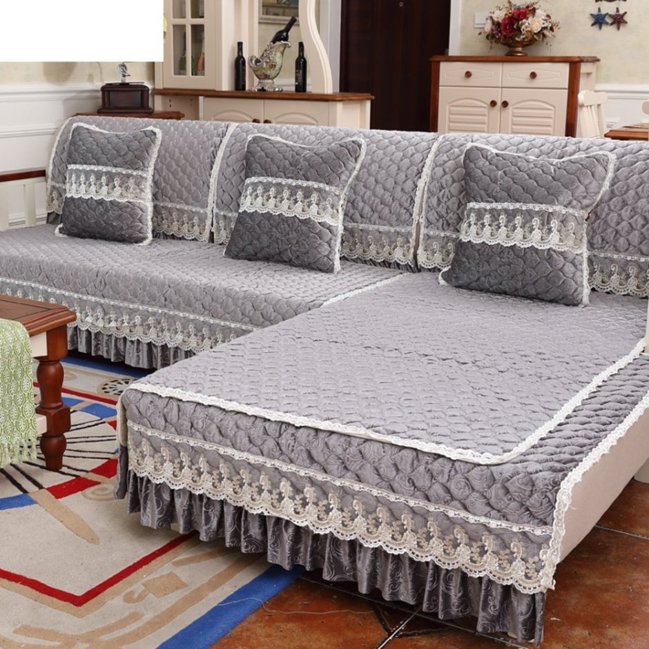 Плед на угловой диван крючком