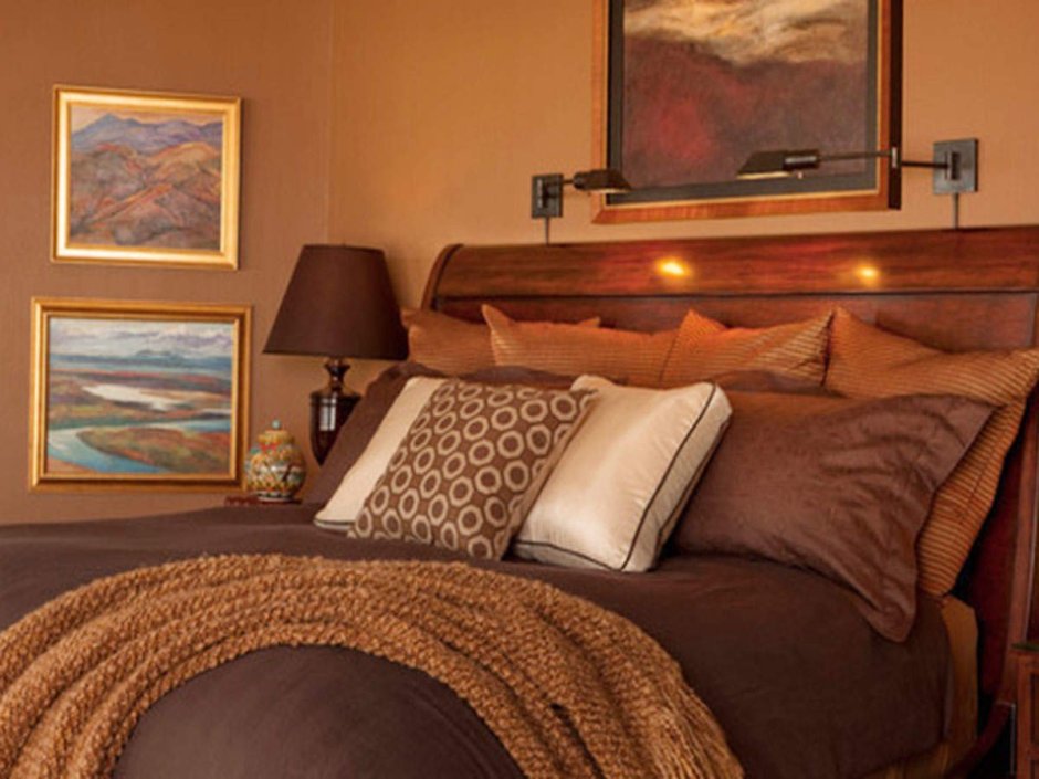 Светло кофейные стены в интерьере