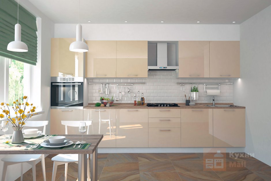 Кухня с гладкими фасадами