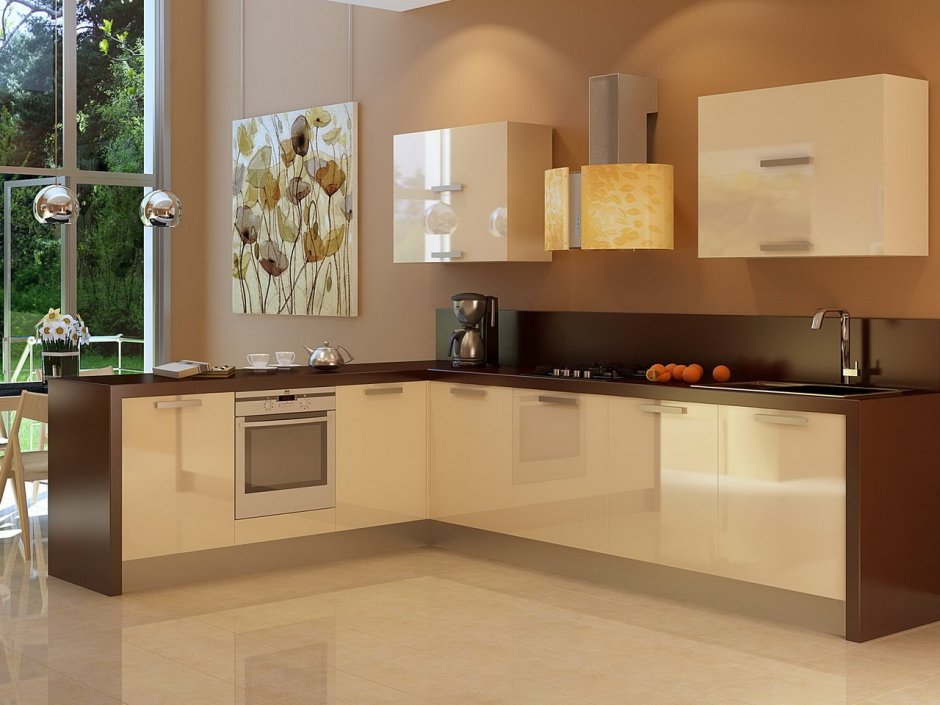 Кухня в коричневом цвете